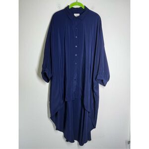 DUBGEE by WHOOPI Women’s Bohemian Lagenlook Button Down Dress High Low Sz XL
